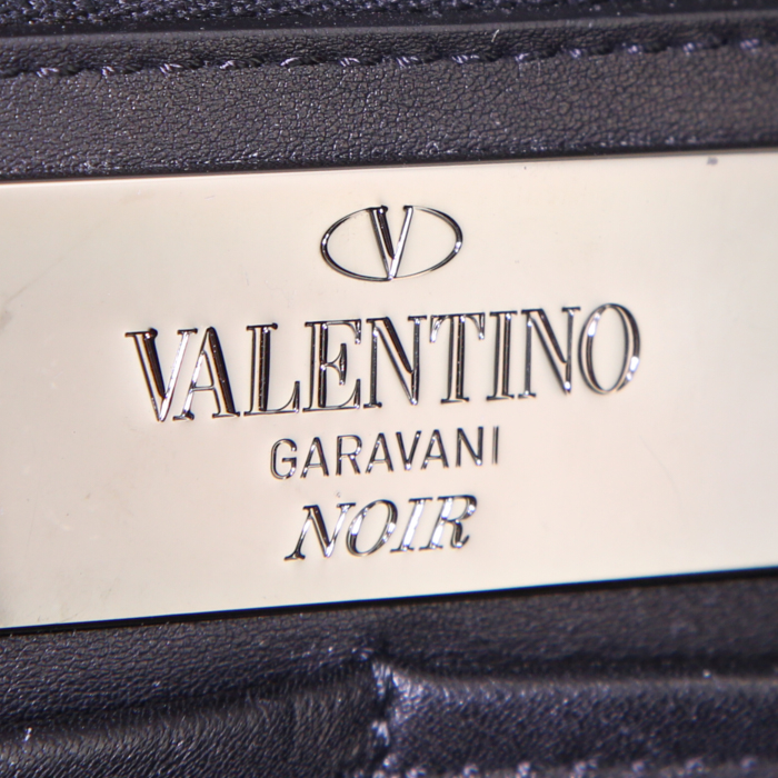Sac cabas Valentino Rockstud trapeze en cuir noir - Detail D4