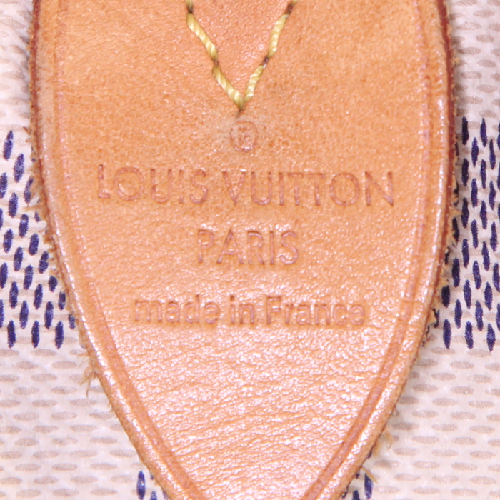 Sac à main Louis Vuitton Speedy 35 en toile damier azur et cuir naturel - Detail D3