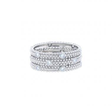 Anello Mauboussin Le Premier Jour modello grande in oro bianco e diamanti