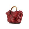 Shopping bag Gucci Bamboo in pitone rosso e nero e bambù - 00pp thumbnail