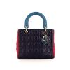Dior Lady Dior medium model handbag in purple, blue and pink tricolor leather cannage - 360 thumbnail