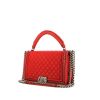 Chanel Boy handbag in red quilted leather - 00pp thumbnail