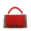 Chanel Boy handbag in red quilted leather - 360 thumbnail