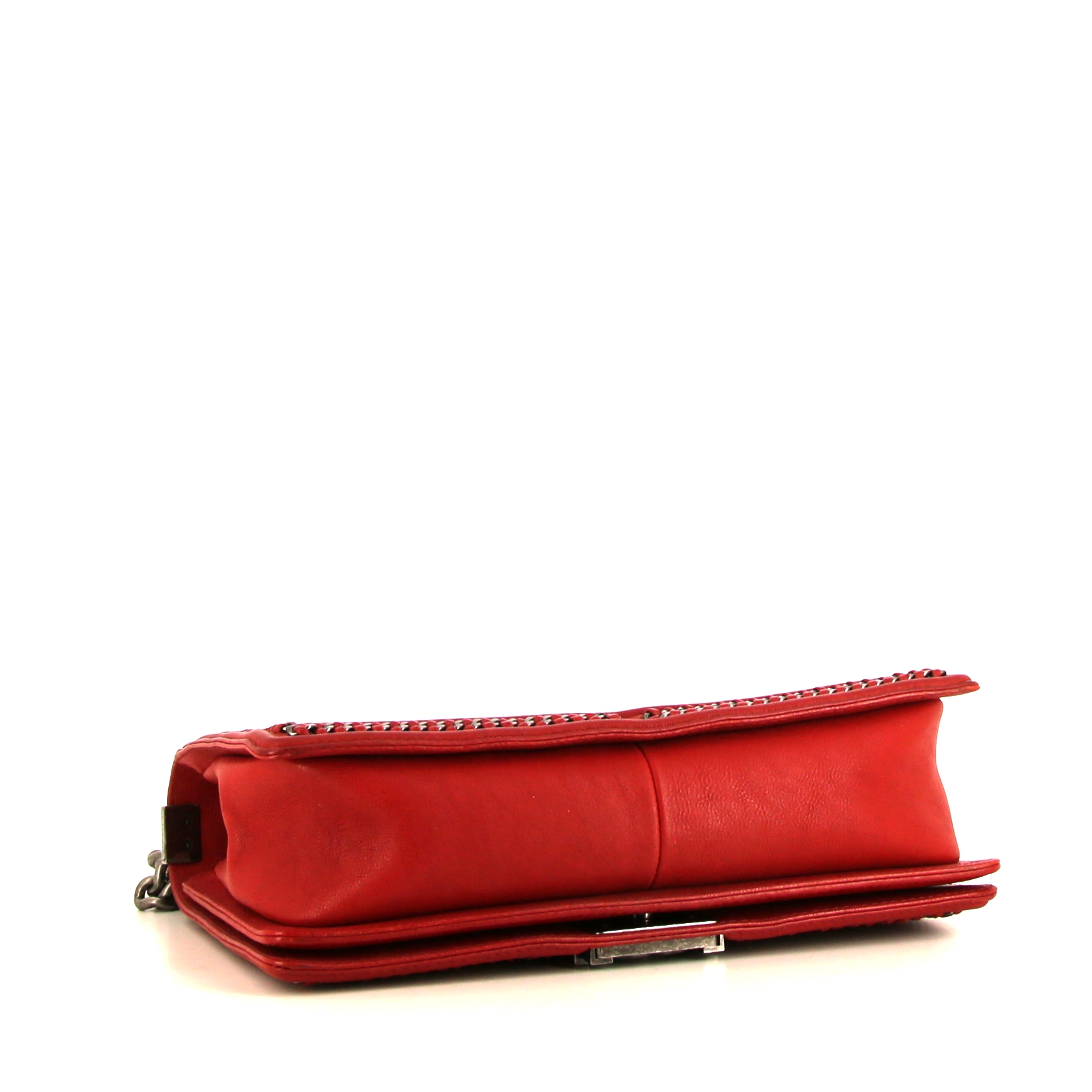 Chanel Boy handbag in red quilted leather - Detail D5