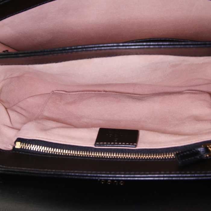 Borsa a tracolla Gucci 1955 Horsebit in pelle martellata nera - Detail D2