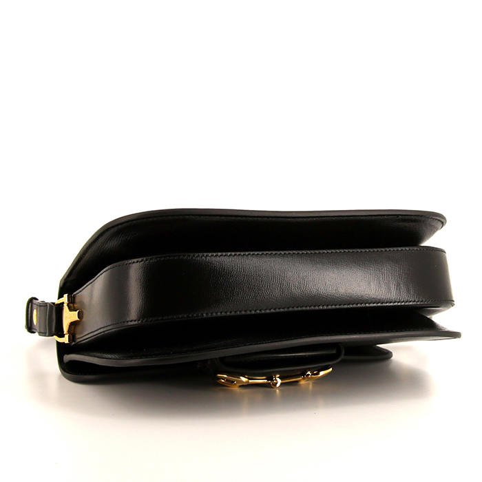 Borsa a tracolla Gucci 1955 Horsebit in pelle martellata nera - Detail D4