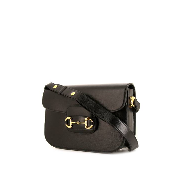 Gucci 1955 Horsebit shoulder bag in black grained leather - 00pp