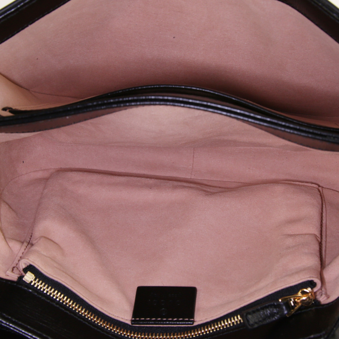 Bolso bandolera Gucci 1955 Horsebit en cuero granulado negro - Detail D2