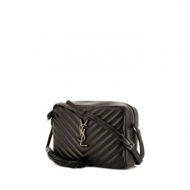 Bolso bandolera Saint Laurent Lou Sac Caméra en cuero acolchado negro