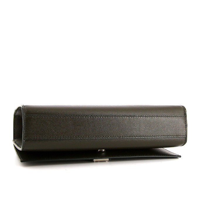 Saint Laurent Kate shoulder bag in olive green grained leather - Detail D4