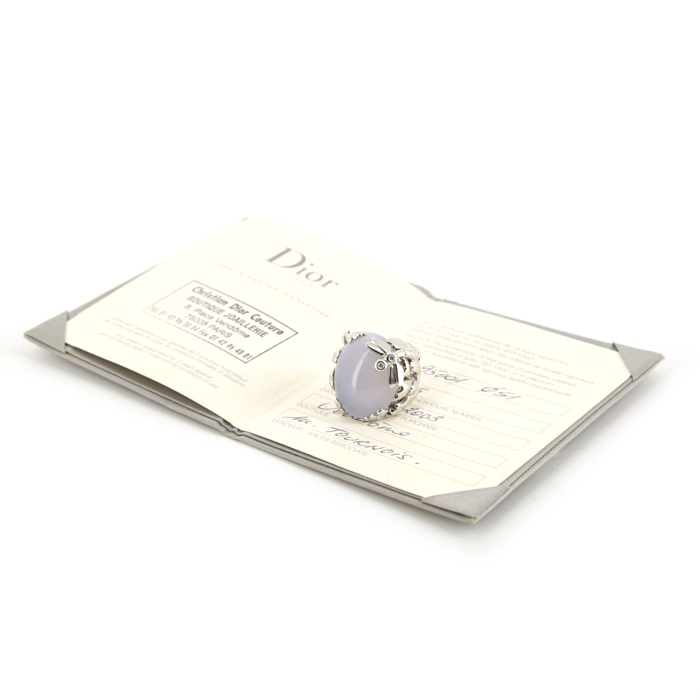 Dior Gourmande ring in white gold,  chalcedony and diamonds - Detail D2