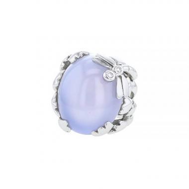 Anello Dior Gourmande in oro bianco,  calcedonio e diamanti