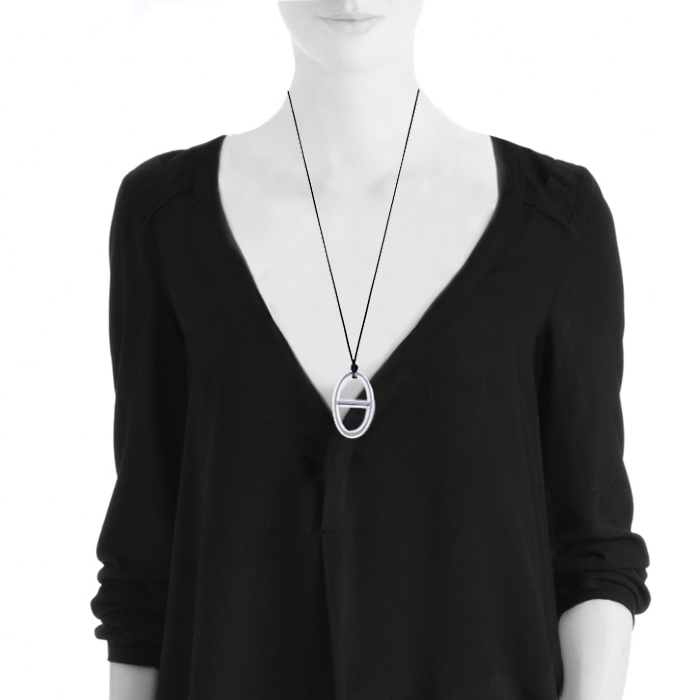 Hermes Chaine d'Ancre small model pendant in silver - Detail D1