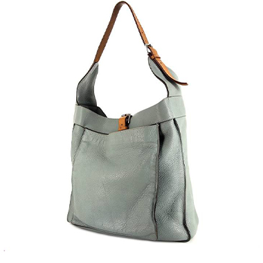 Sac à main Hermès  Marwari en cuir togo bleu-ciel et cuir marron