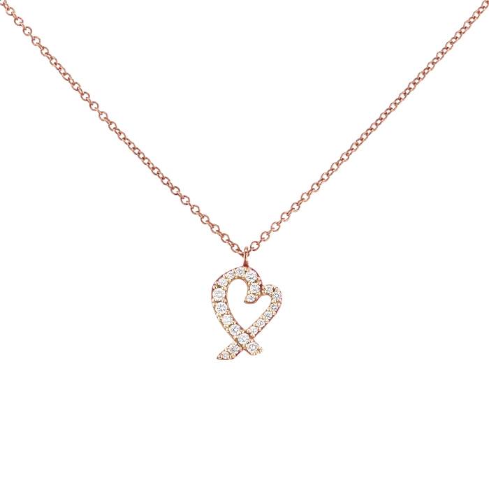 TIFFANY & CO. Return to Tiffany Double Heart Tag Pendant Necklace Enamel  Pink | eBay