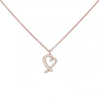 Collier Tiffany & Co Loving Heart en or rose et diamants