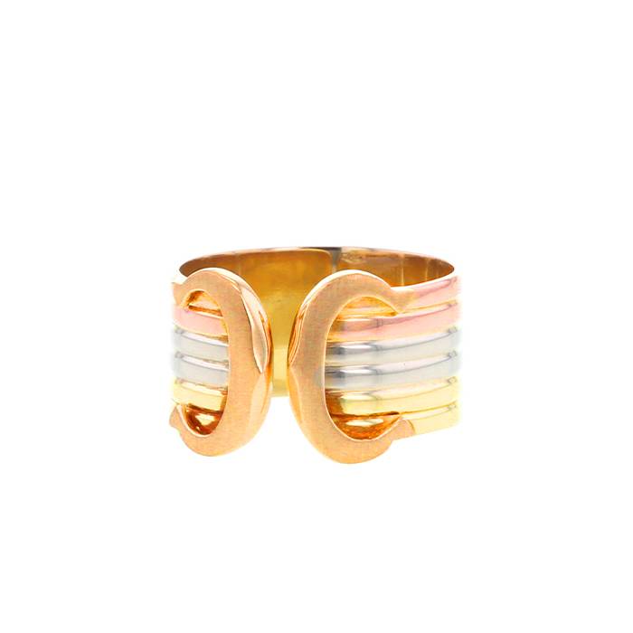 Open Cartier C de Cartier ring in 3 golds