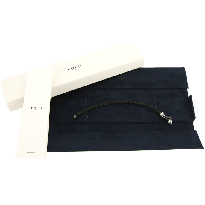 Brazalete Fred Force 10 modelo grande en oro negro,  diamantes negros y acero negro - Detail D2