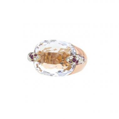 Anello Pomellato Pin Up in oro rosa,  quarzo e rubini