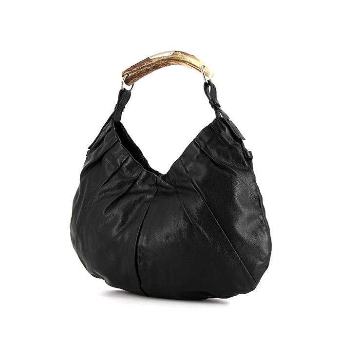 Yves Saint Laurent Black Leather Medium Mombasa Horn Bag ref