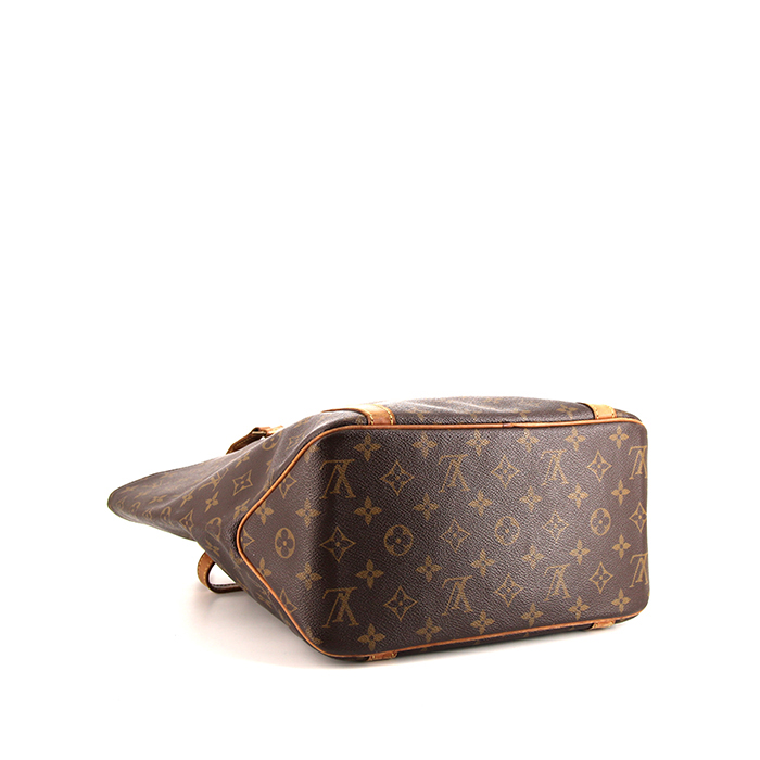 Sac cabas Louis Vuitton Babylone en toile monogram marron et cuir naturel - Detail D4