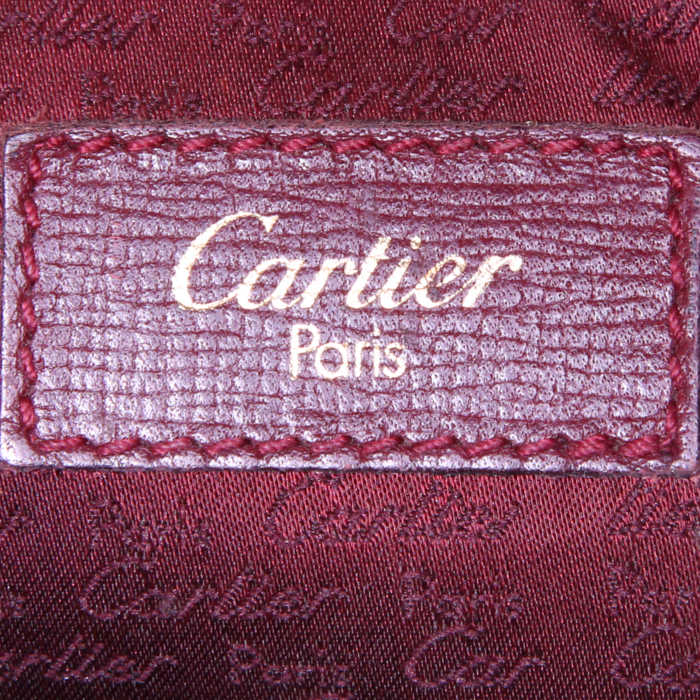 Cartier Vintage shoulder bag in burgundy leather - Detail D3