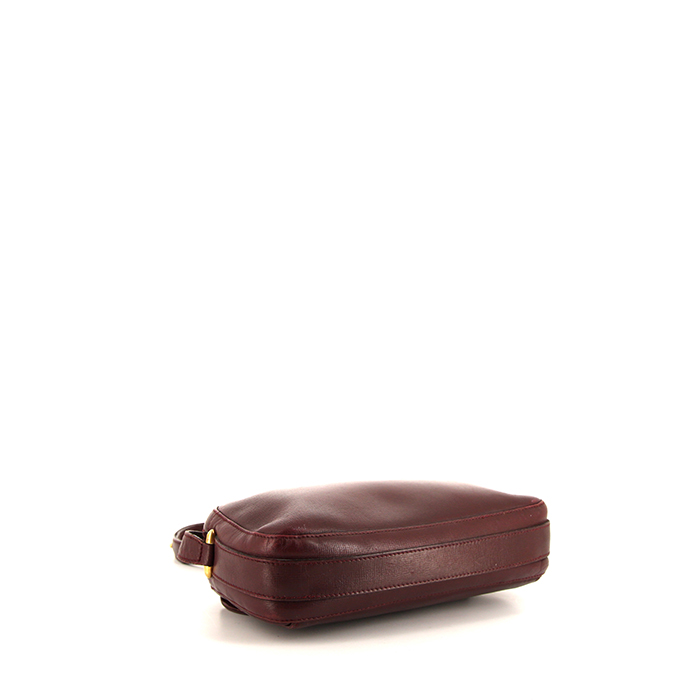 Cartier Vintage shoulder bag in burgundy leather - Detail D4