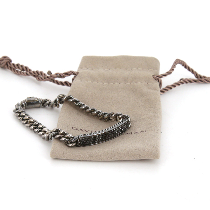 Bracelet David Yurman en argent noirci et diamants noirs - Detail D2