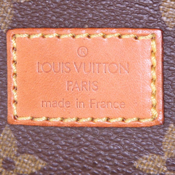 Borsa a tracolla Louis Vuitton Saumur modello medio in tela monogram cerata marrone e pelle naturale - Detail D3