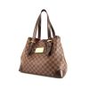 Louis Vuitton Hampstead medium model shopping bag in ebene damier canvas and brown leather - 00pp thumbnail