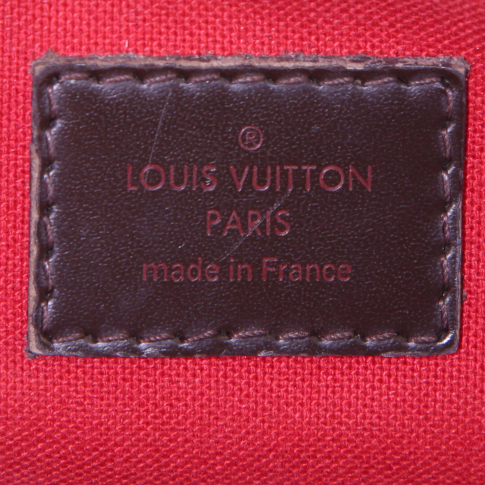 Louis Vuitton Westminster small model shopping bag in ebene damier canvas and brown leather - Detail D3