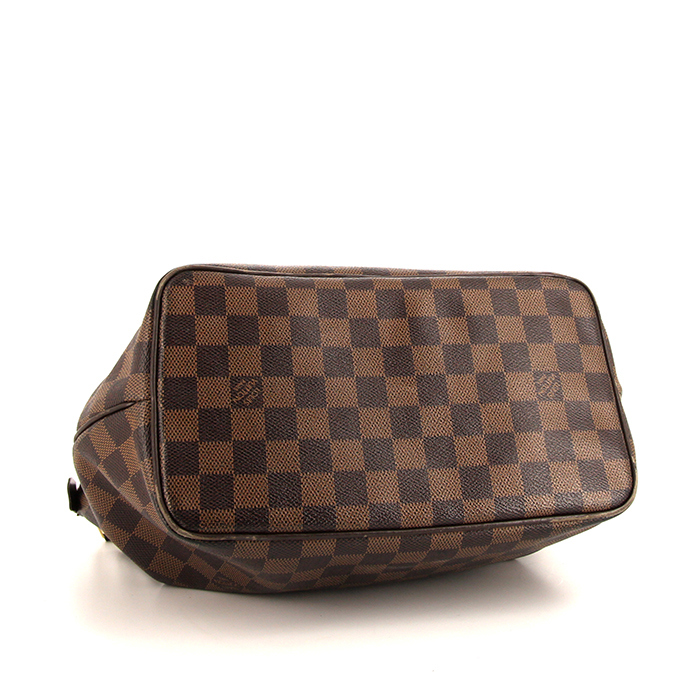 Louis Vuitton Westminster small model shopping bag in ebene damier canvas and brown leather - Detail D4