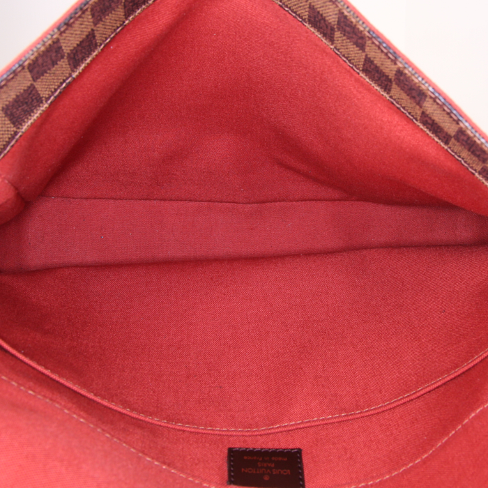 Louis Vuitton Bastille shoulder bag in ebene damier canvas and brown leather - Detail D2