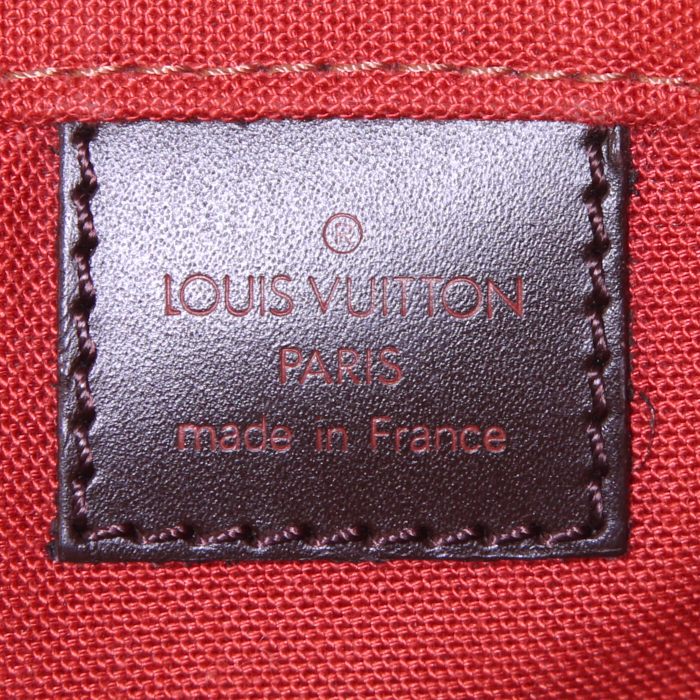 Bolso bandolera Louis Vuitton Bastille en lona a cuadros ébano y cuero marrón - Detail D3