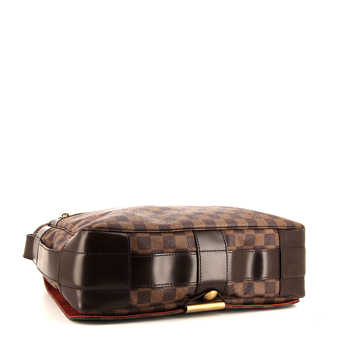 Louis Vuitton Bastille shoulder bag in ebene damier canvas and brown leather - Detail D4