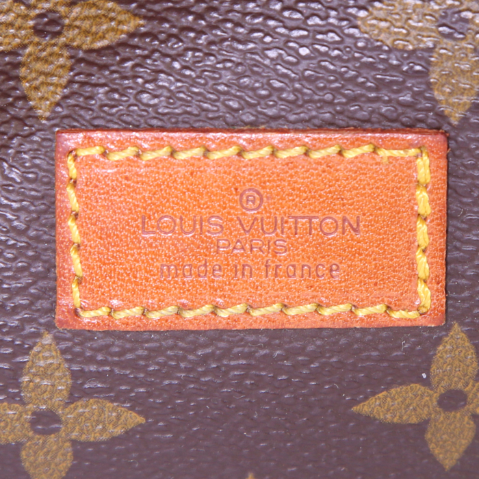 Louis Vuitton Saumur small model shoulder bag in brown monogram canvas and natural leather - Detail D3