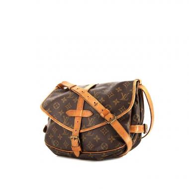 Borsa a tracolla Louis Vuitton Saumur modello piccolo in tela monogram marrone e pelle naturale