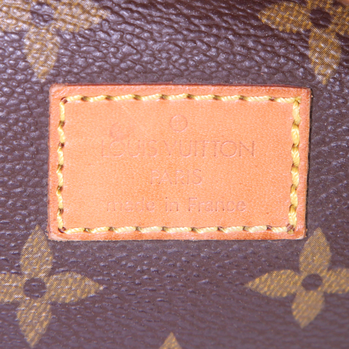 Borsa a tracolla Louis Vuitton Saumur modello piccolo in tela monogram cerata marrone e pelle naturale - Detail D3