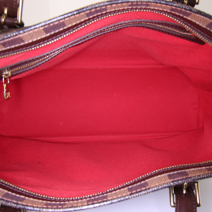 Sac à main Louis Vuitton Chelsea en toile damier ébène et cuir marron - Detail D2