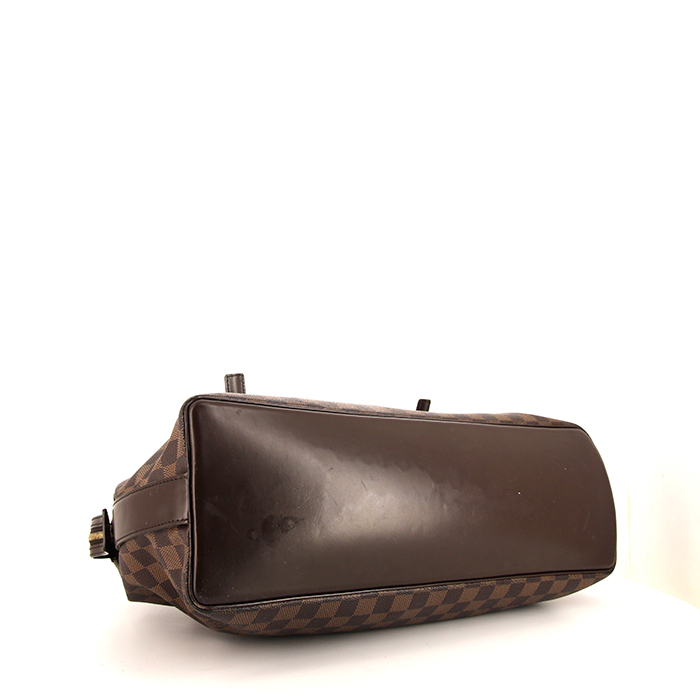 Louis Vuitton Chelsea handbag in ebene damier canvas and brown leather - Detail D4