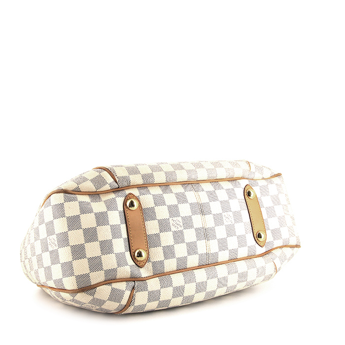 Louis Vuitton Galliera large model handbag in azur damier canvas and natural leather - Detail D4