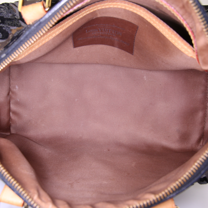 Bolso de mano Louis Vuitton Speedy Editions Limitées en lona Monogram marrón y cuero natural - Detail D2