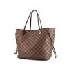 Louis Vuitton Neverfull medium model shopping bag in ebene damier canvas and brown leather - 00pp thumbnail