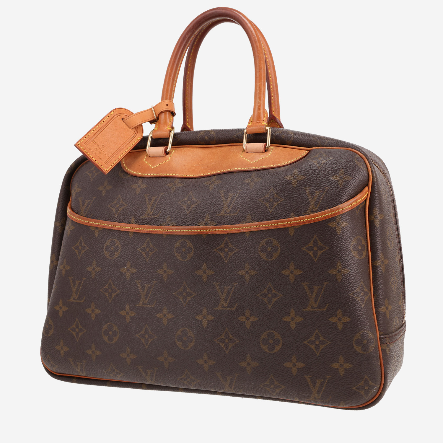 Louis Vuitton Deauville handbag in brown monogram canvas and natural leather