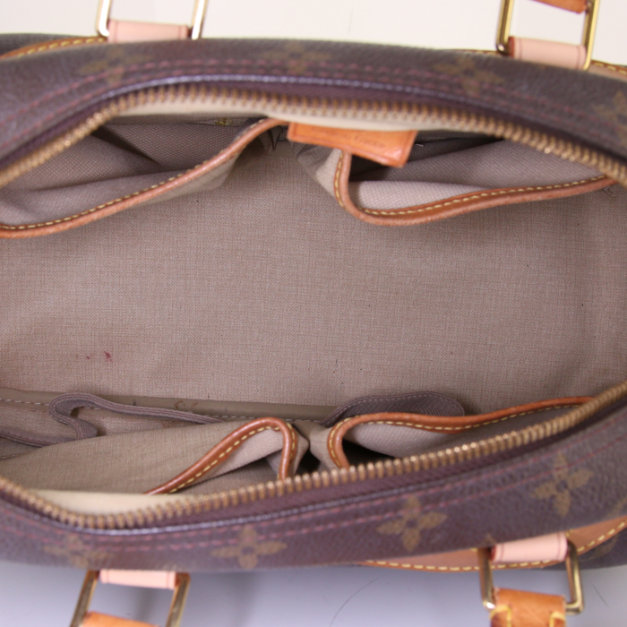 Louis Vuitton  Deauville handbag  in brown monogram canvas  and natural leather - Detail D2