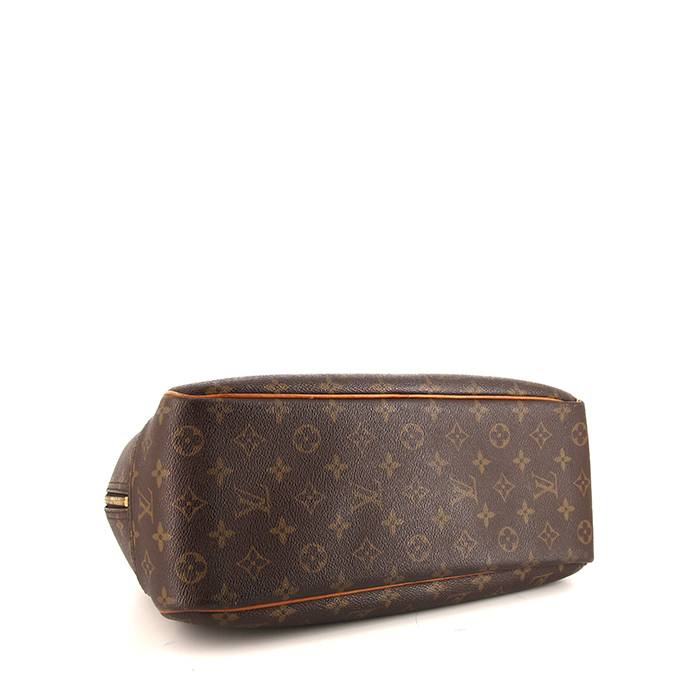 Bolso de mano Louis Vuitton  Deauville en lona Monogram marrón y cuero natural - Detail D4