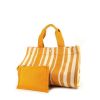 Shopping bag Hermès Cannes in tela bicolore bianca e gialla a righe - 00pp thumbnail