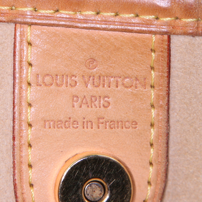 Bolso de mano Louis Vuitton Galliera modelo pequeño en lona Monogram marrón y cuero natural - Detail D3