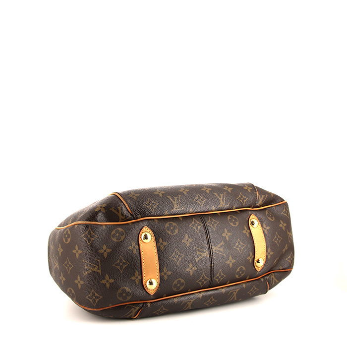 Borsa Louis Vuitton Galliera modello piccolo in tela monogram marrone e pelle naturale - Detail D4