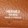 Shopping bag Hermes Victoria in tela beige con decori geometrici e pelle marrone - Detail D3 thumbnail